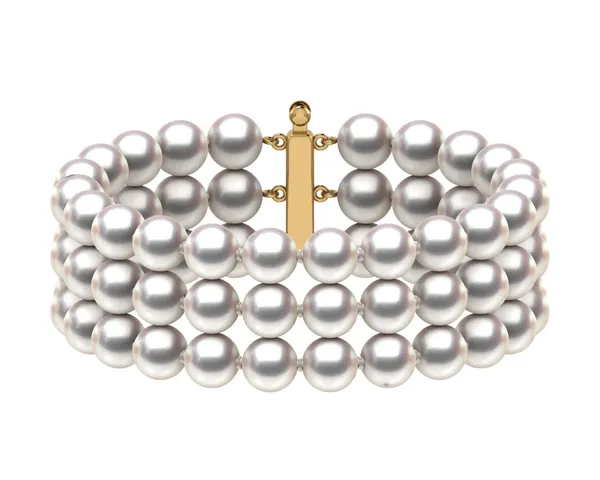 7 x 7.5mm White Akoya Triple Strand Pearl Bracelet