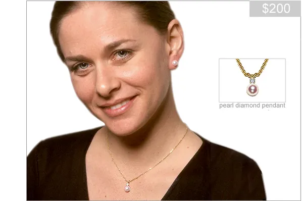 Pearl and Diamond Pendant Necklace 16 Inches