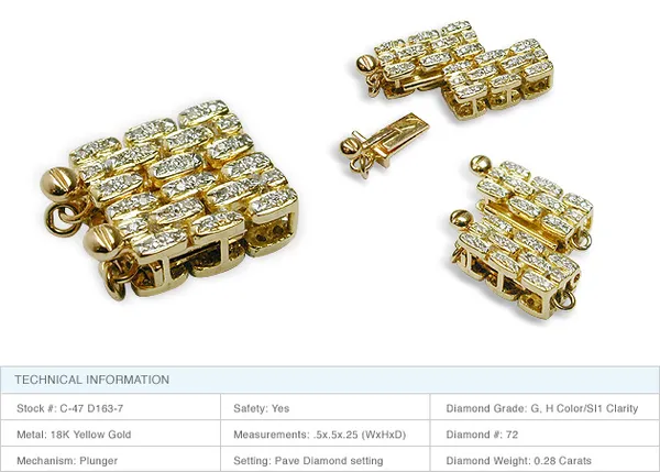 Brick Style 18K Yellow gold clasp
