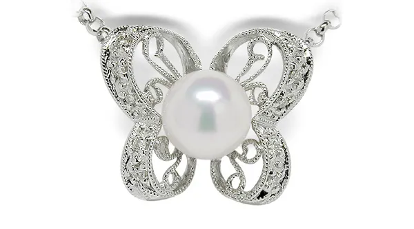Queen Butterfly a Japanese Akoya Cultured Pearl Necklace