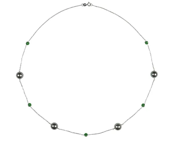 Tahitian Pearl and Emerald Tin Cup Necklace