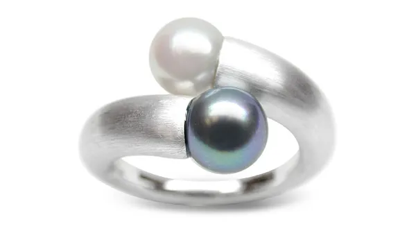 Cordelia a Black Bodycolor Japanese Akoya Cultured Pearl Ring