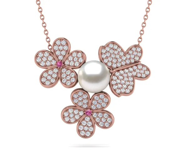 South Sea Pearl Butterfly Flower Pendant