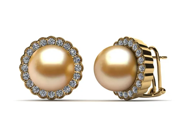 Golden Pearl Luna Earring