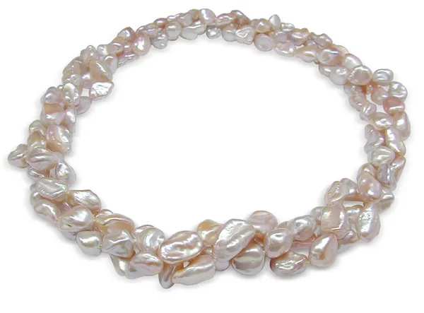 7mm Freshwater Biwa Nugget 16 inch Pearl Triple Strand Necklace