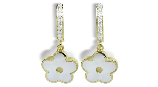 SOLD - Flower Dangle a Mother of Pearl Earring