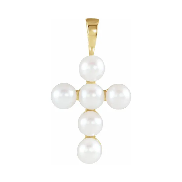 Freshwater Pearl Cross Pendant Necklace