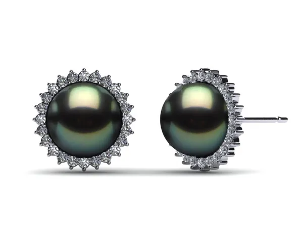 Tahitian Pearl Sunflower Halo Diamond Earring