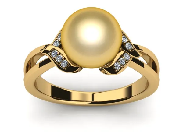 Golden South Sea Pearl Leaf Ring