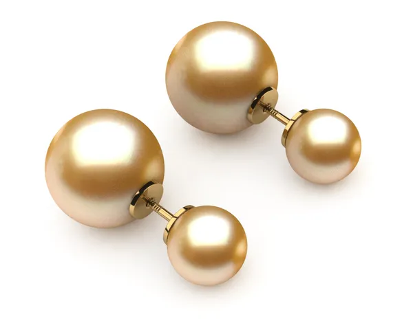 Deep Golden Pearl Duplex Earring