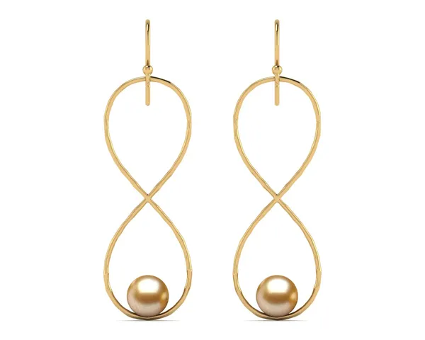 Golden Pearl Infinity Earring
