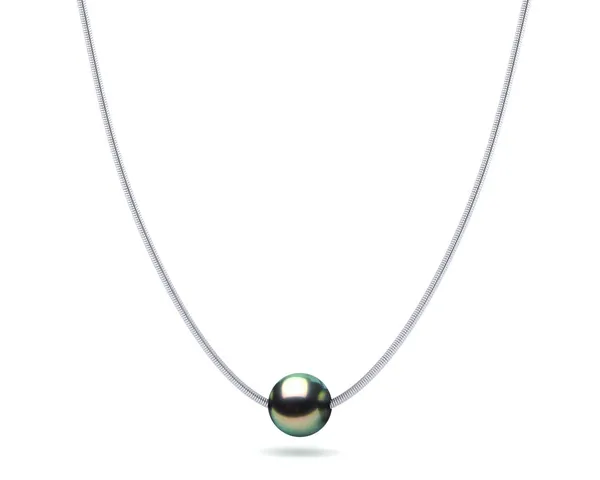10mm 14K White Snake Chain Pendant