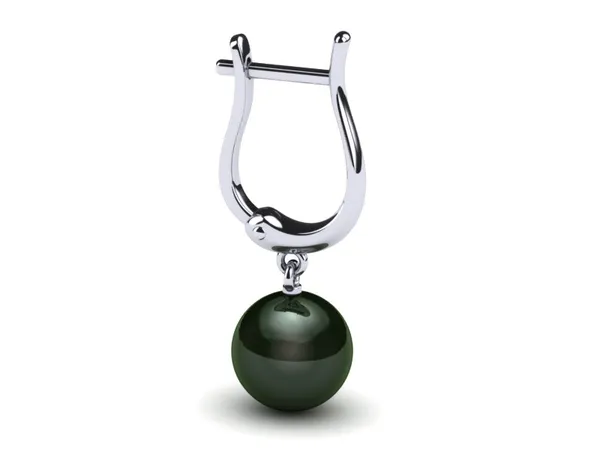 10mm Tahitian Pearl Earring High Polish French Clip Replacement in 14K White