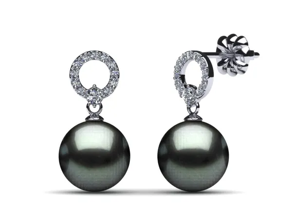 Tahitian Pearl Circle Accent Earring