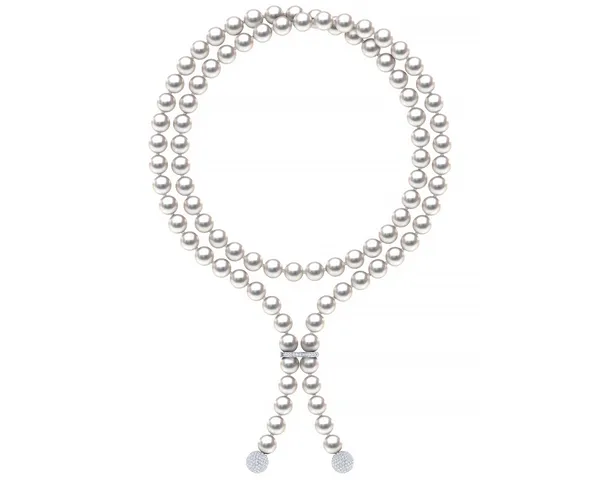 Akoya Pearl Lariat Necklace with Diamond Spheres