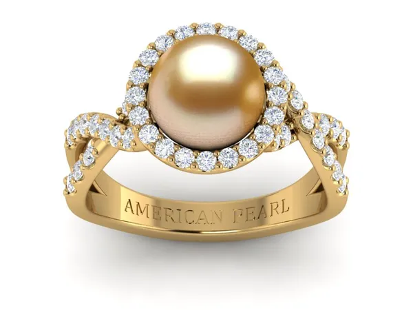 Golden Pearl South Sea Flow Ring