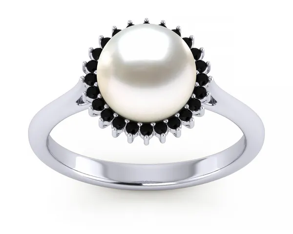 South Sea Pearl Sunflower Black Diamond Ring