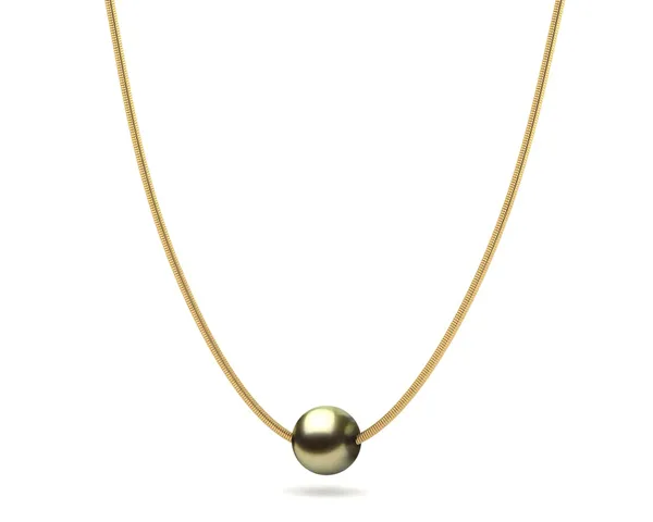 Tahitian Pistachio Pearl On Snake Chain