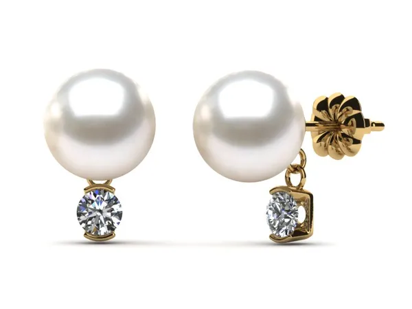 Japanese Akoya Cultured Pearl and Diamond Dangle Earring