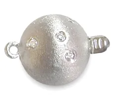Brush finish white gold diamond ball clasp