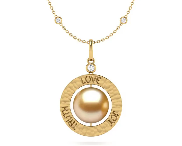 Golden Pearl Classic Love Truth Joy Amulet Necklace