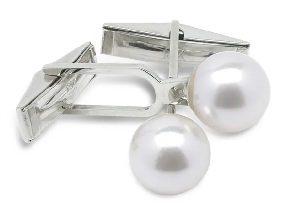 Sleeve Cuff Links - Japanese Akoya Cultured Pearl - 14K Gold