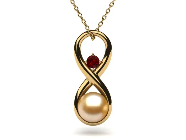 Golden Pearl Infinity Gemstone Pendant