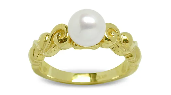 Rolling Cloud a Japanese Akoya Cultured Pearl Ring