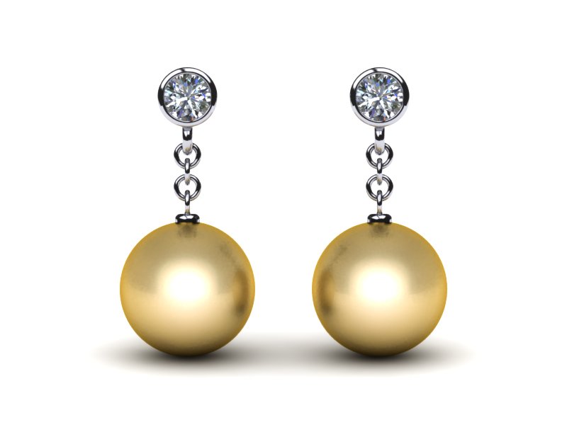 Diamond Drop Pearl Earring