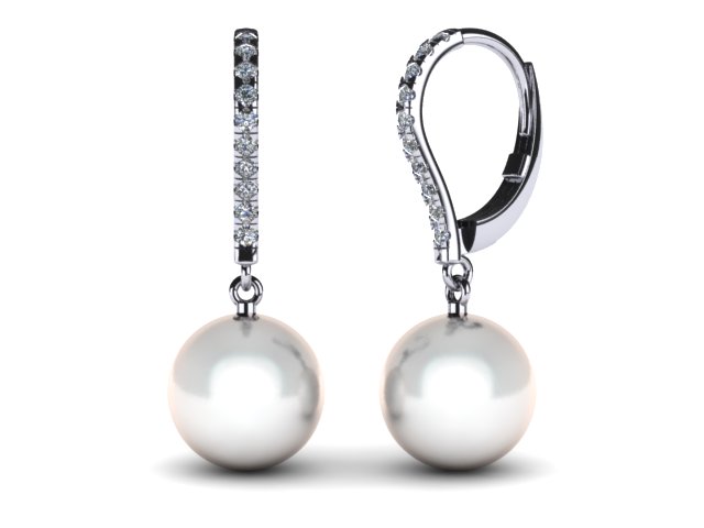 Diamond Leverback Pearl Earring