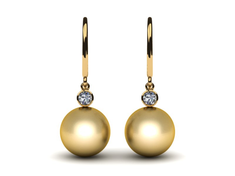 Golden Pearl Earring Diamond Drop