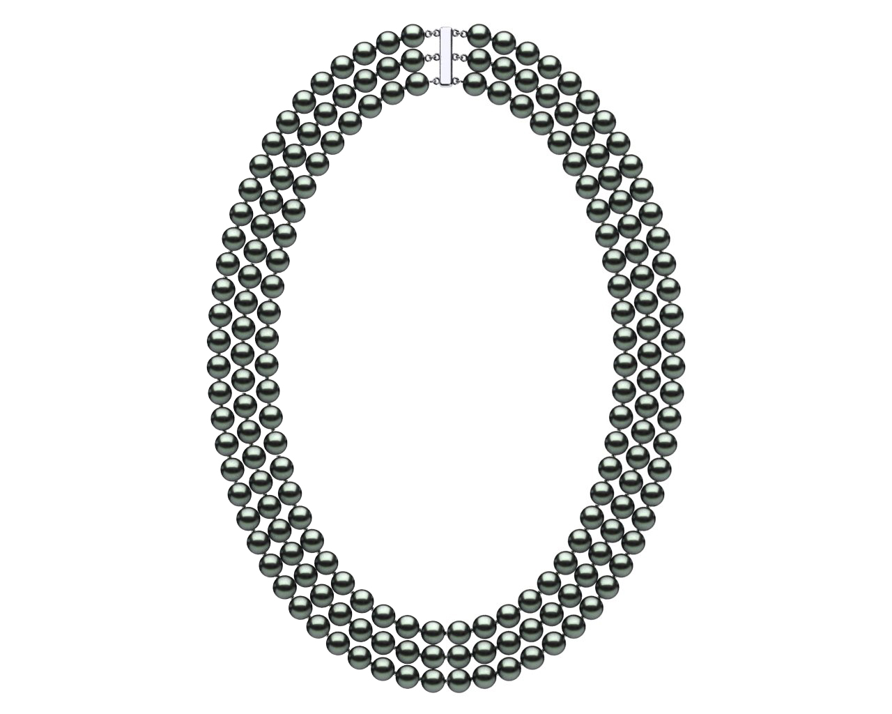 6mm to 7.0 mm Triple-Strand Black Freshwater Pearl Necklace