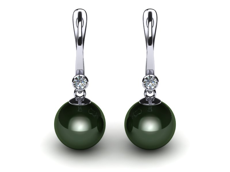 Tahitian Pearl Earring Lever Drop With Diamond