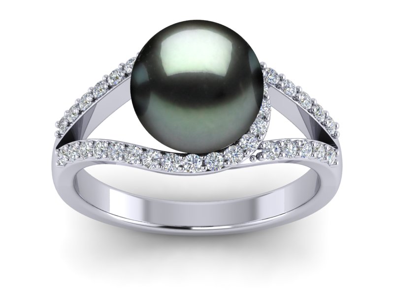 Tahitian South Sea Pearl & Diamond Luna Ring