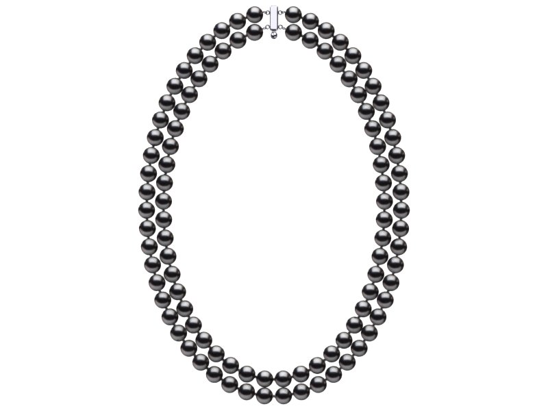 7 x 8mm Dark Black Freshwater Double Strand Pearl Choker