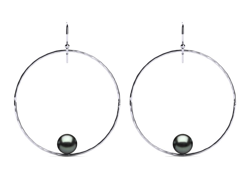 Tahitian Pearl Round Circle of Life Pearl Earring