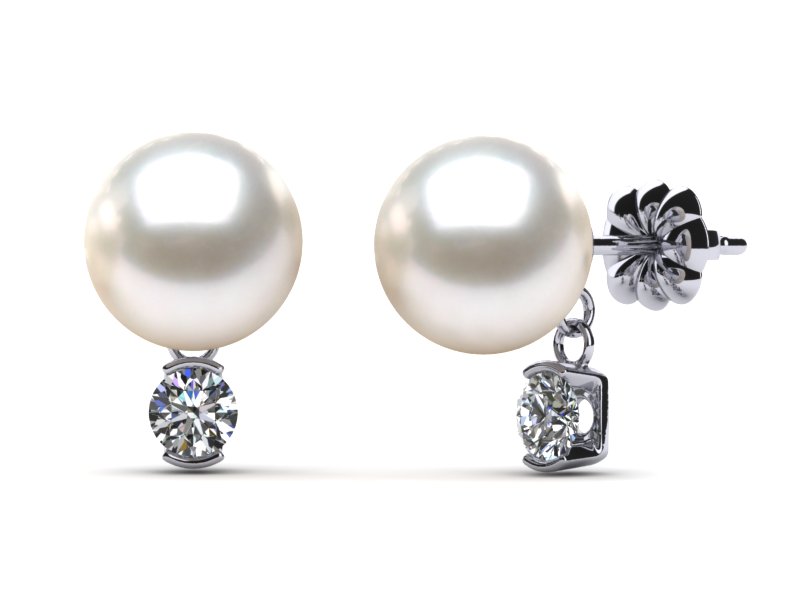 Freshwater Pearl Diamond Dangle Earring
