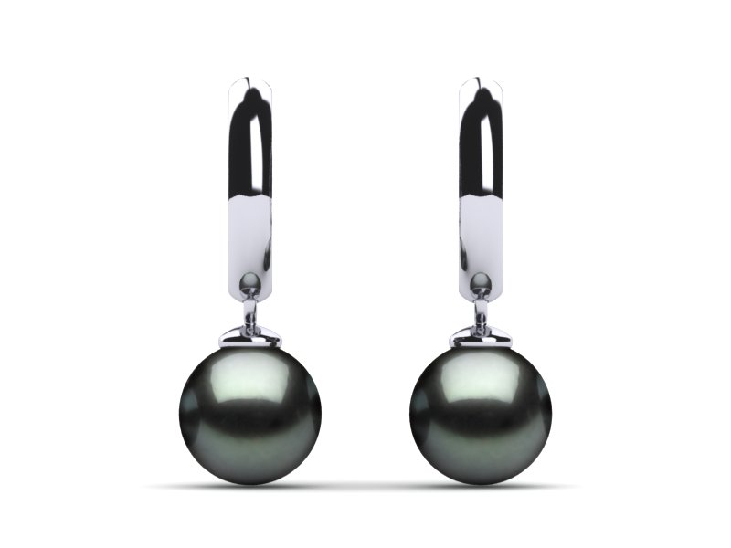 Tahitian Pearl 2.5mm Wide Hoop Earring