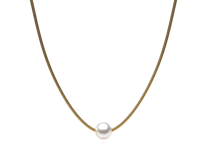 Japanese Akoya Pearl Pendant 9mm on 16-inch Snake Chain