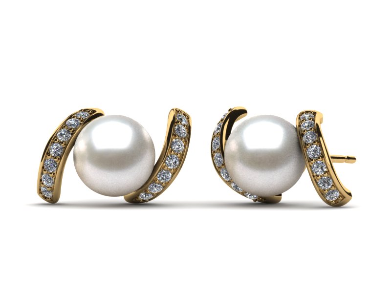 Japanese Akoya Cultured Pearl Swirl Earring