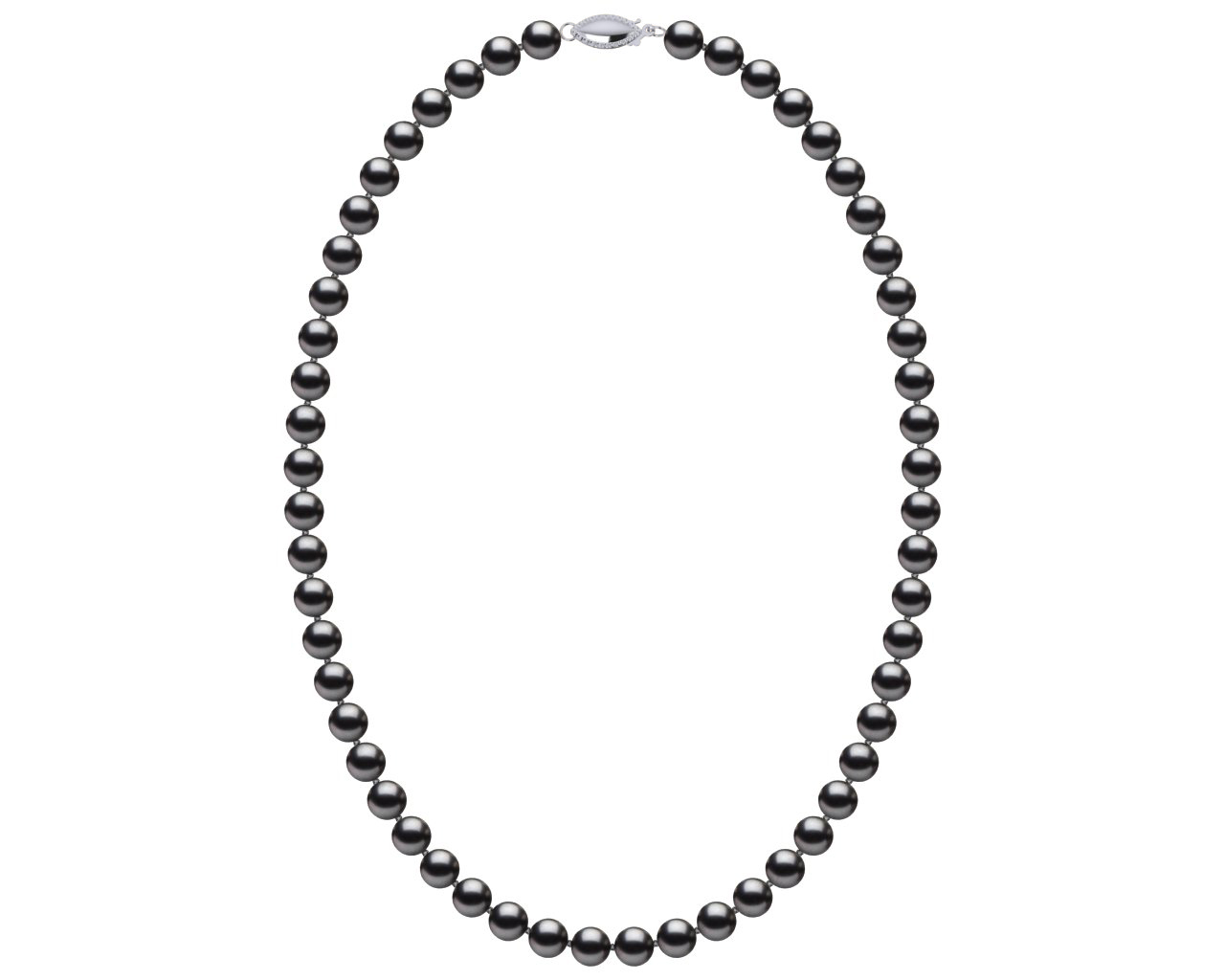 6.5-7.0 mm AAA Dark Black Freshwater Pearl Necklace With Sterling Silver Clasp