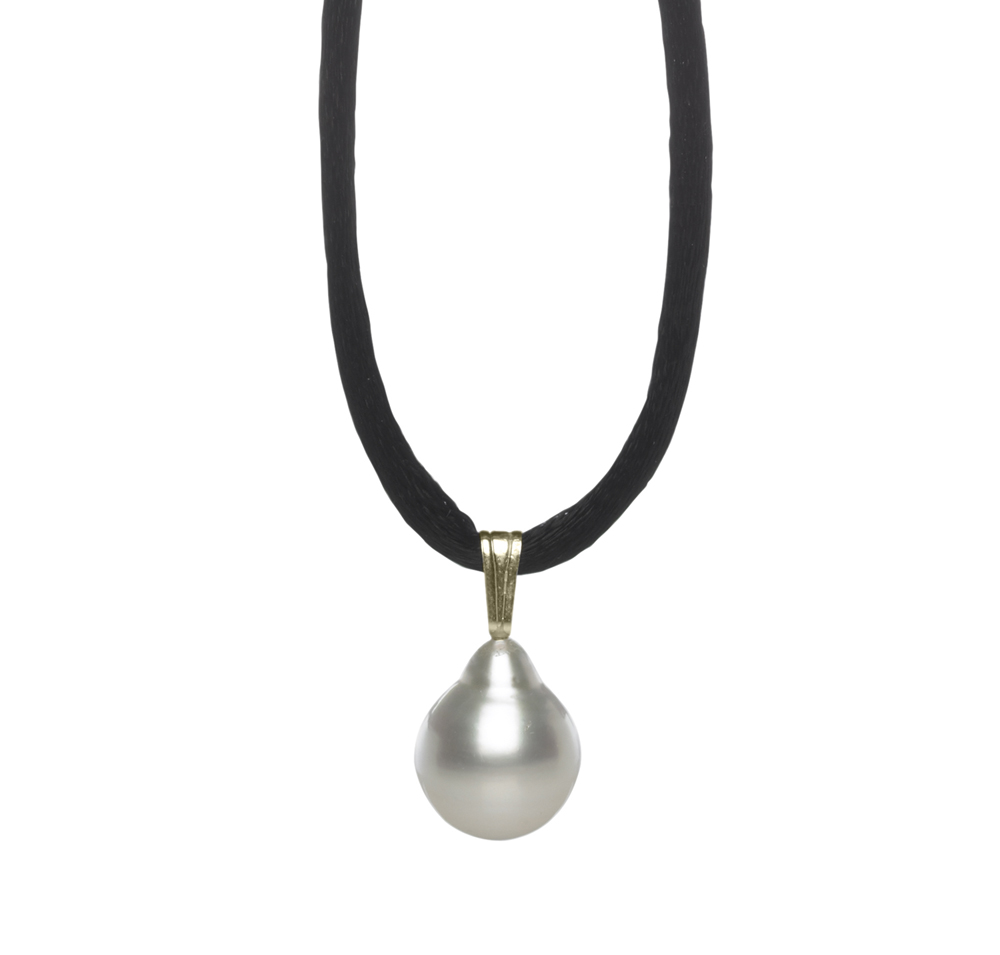 Pearl Silk Cord Necklace with White South Sea Pearl