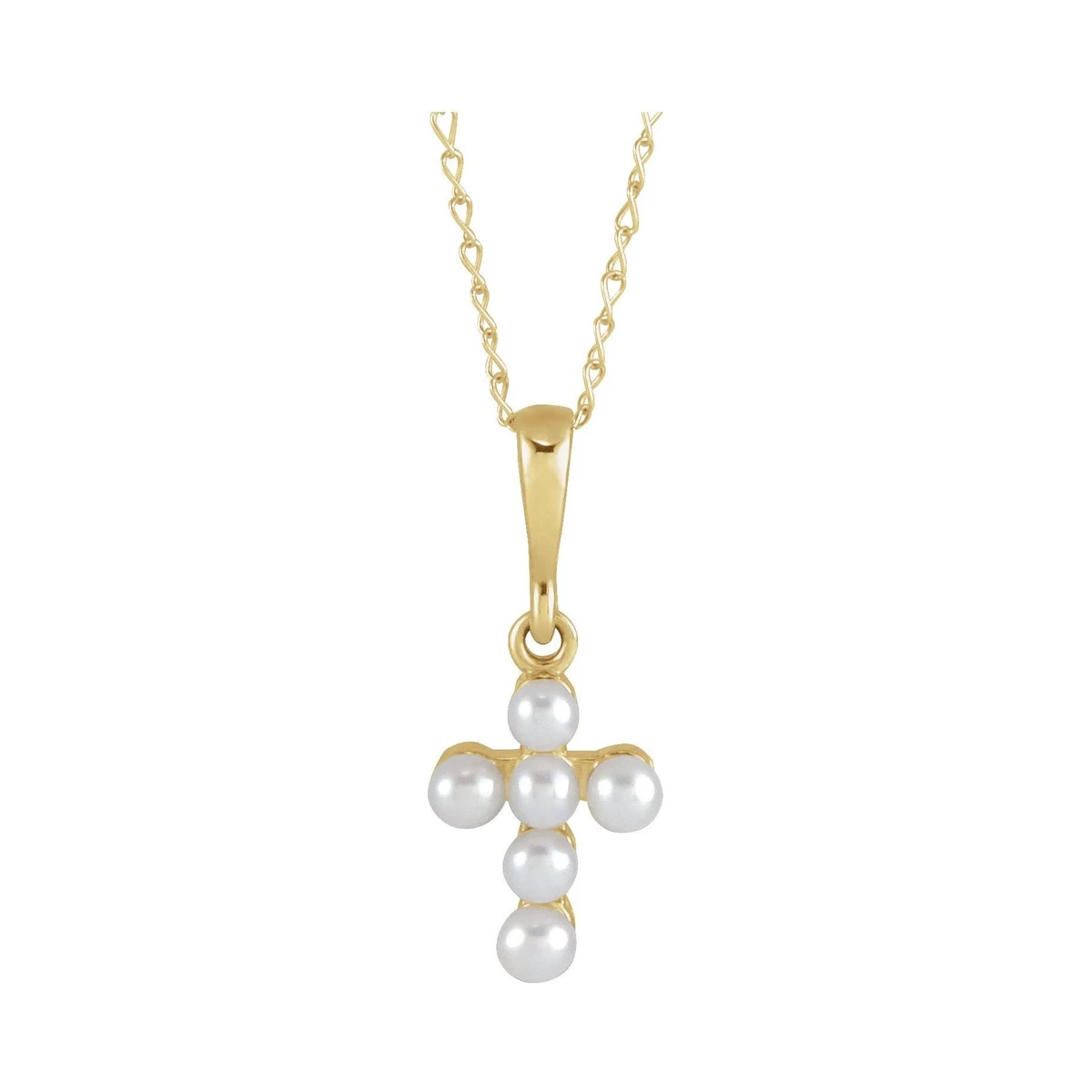 Seed Pearl Youth Cross Necklace
