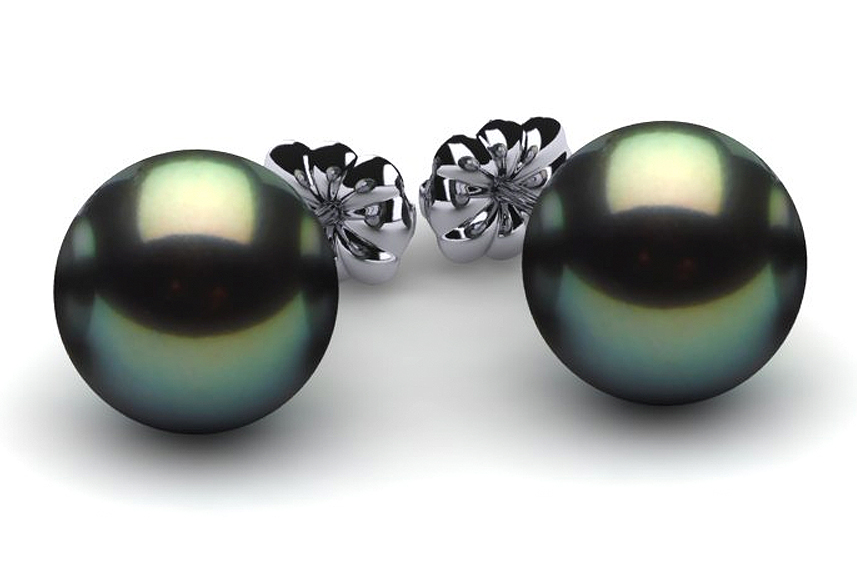 14mm Black South Sea Tahitian Pearl Earring