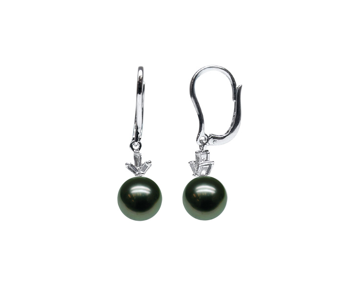 Crystal a Black Tahitian Pearl Earring
