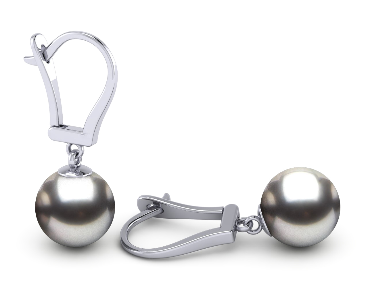 Grey Tahitian Pearl Lever Back Earring