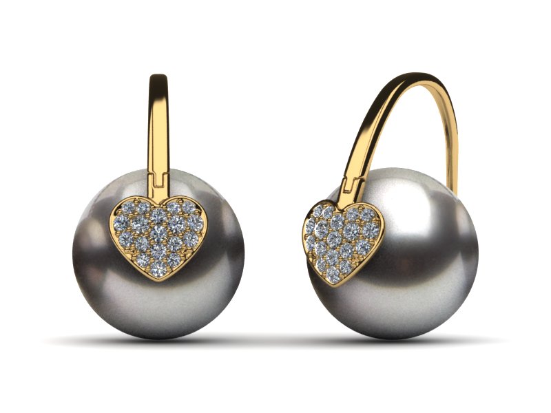 Tahitian Pearl Arc De Triomphe Heart Earring