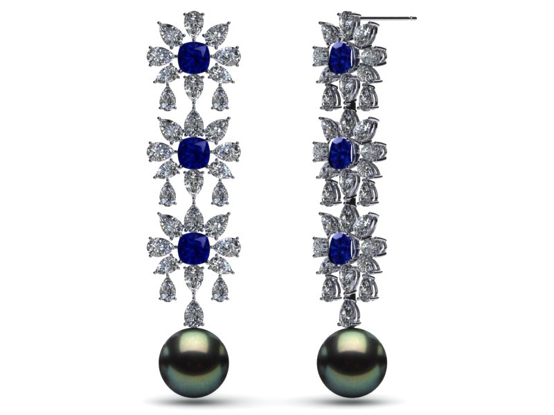 Tahitian Pearl Crown Jewel Earring