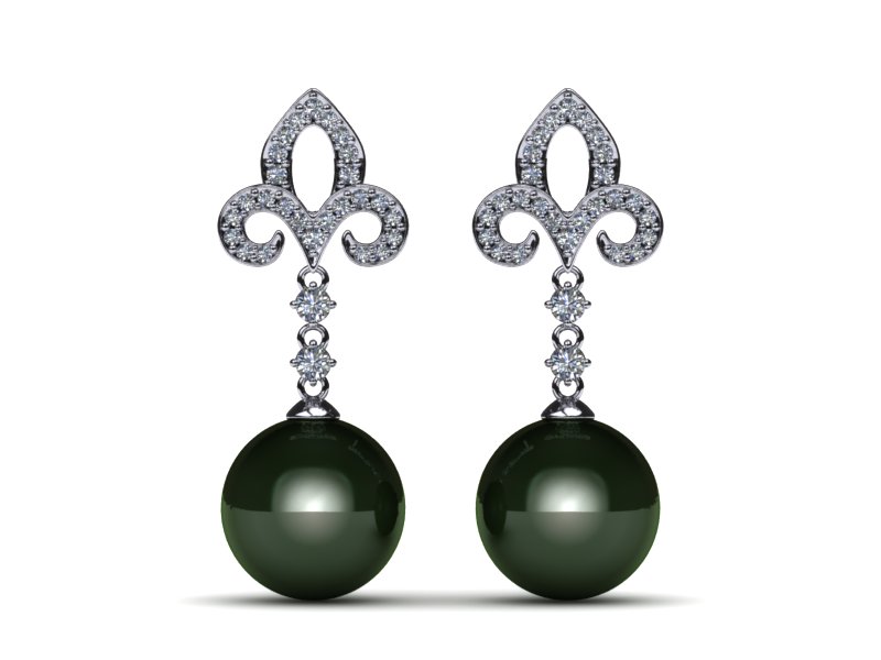 Tahitian Pearl Diamond Fleur Earring