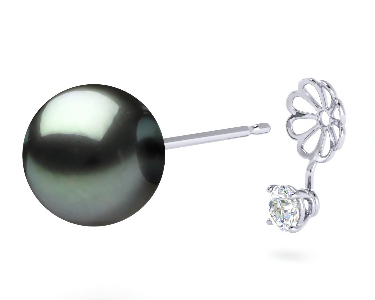 Tahitian Pearl Grace Earring with Removable Jacket